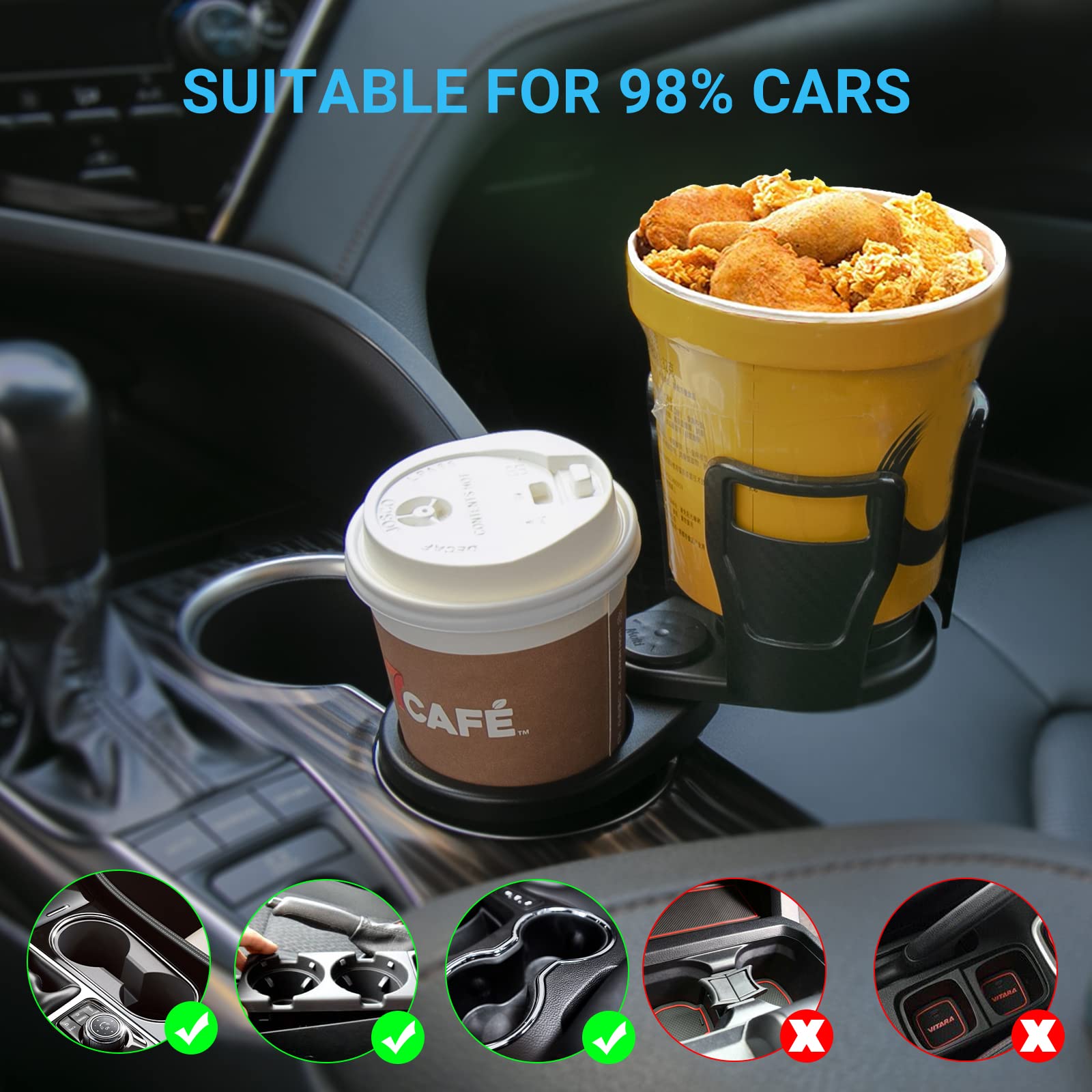 Porte-Bouteille Voiture 360° Rotatif : Support pour Gobelet, Lunettes de Soleil, Téléphone et Rangement pour Accessoires Intérieurs