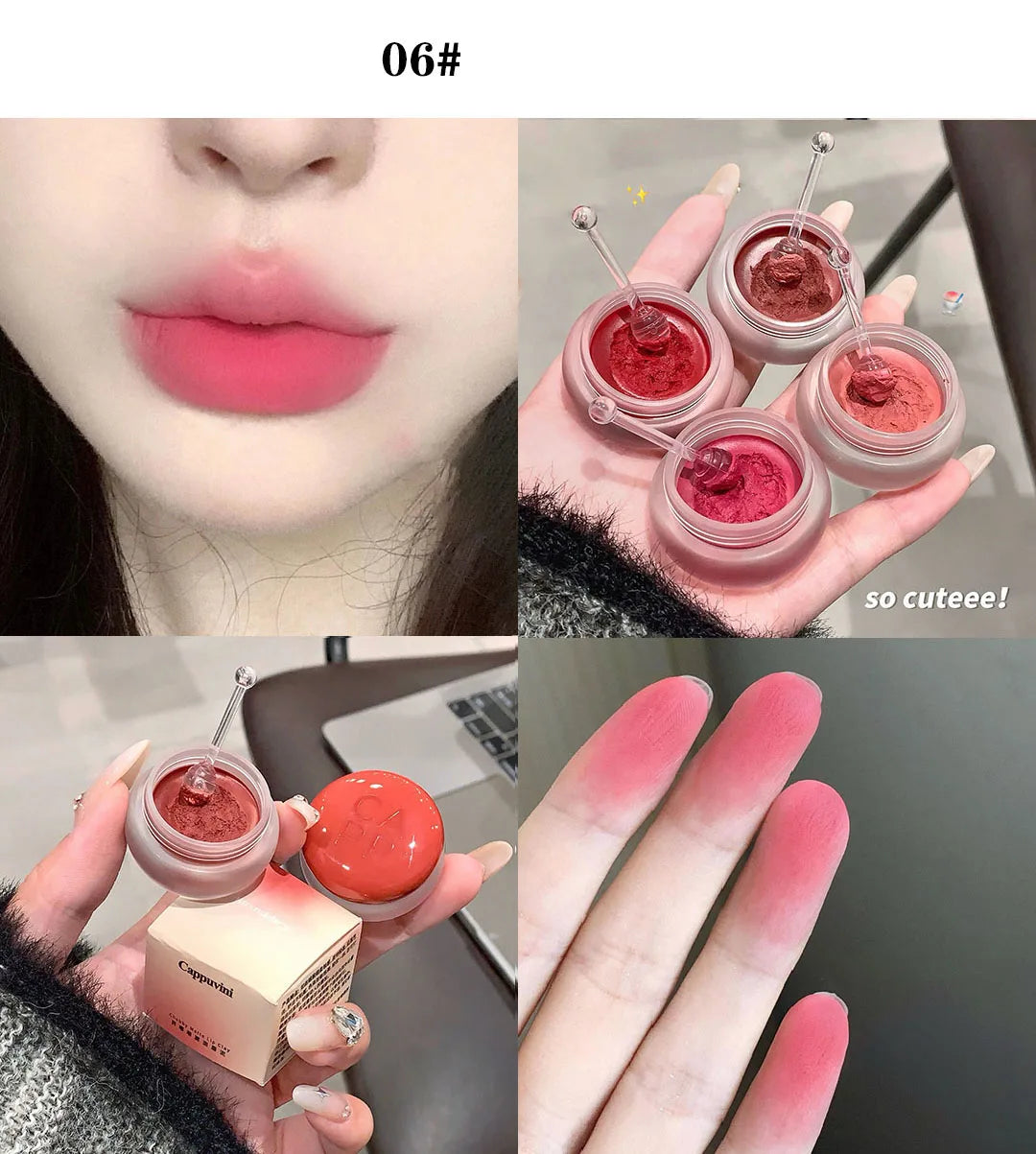 Canned Lip Mud Mist Lipstick Moisturizing Velvet Matte Mousse Solid Lip Gloss Cheek Blush Cream Tint Lips Makeup Korean Cosmetic