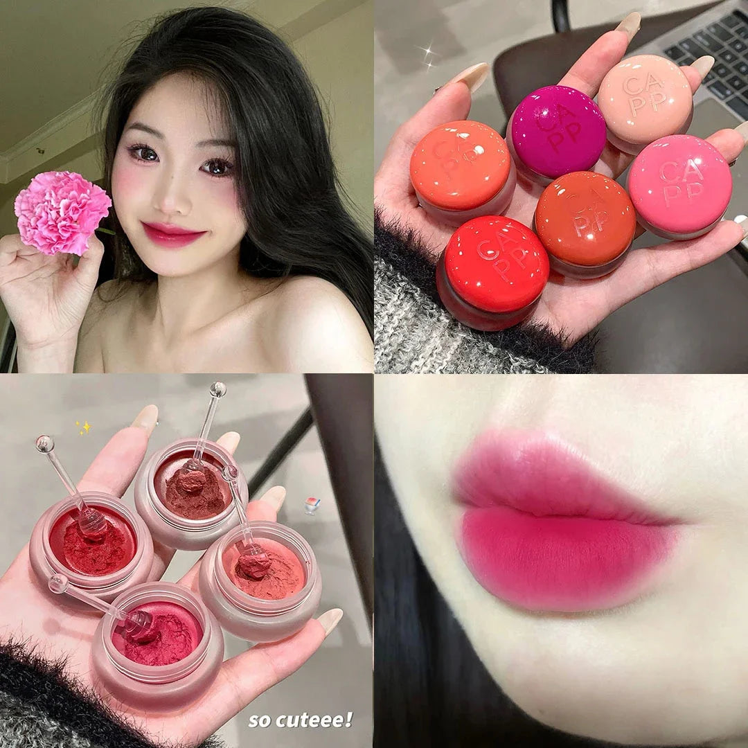 Canned Lip Mud Mist Lipstick Moisturizing Velvet Matte Mousse Solid Lip Gloss Cheek Blush Cream Tint Lips Makeup Korean Cosmetic