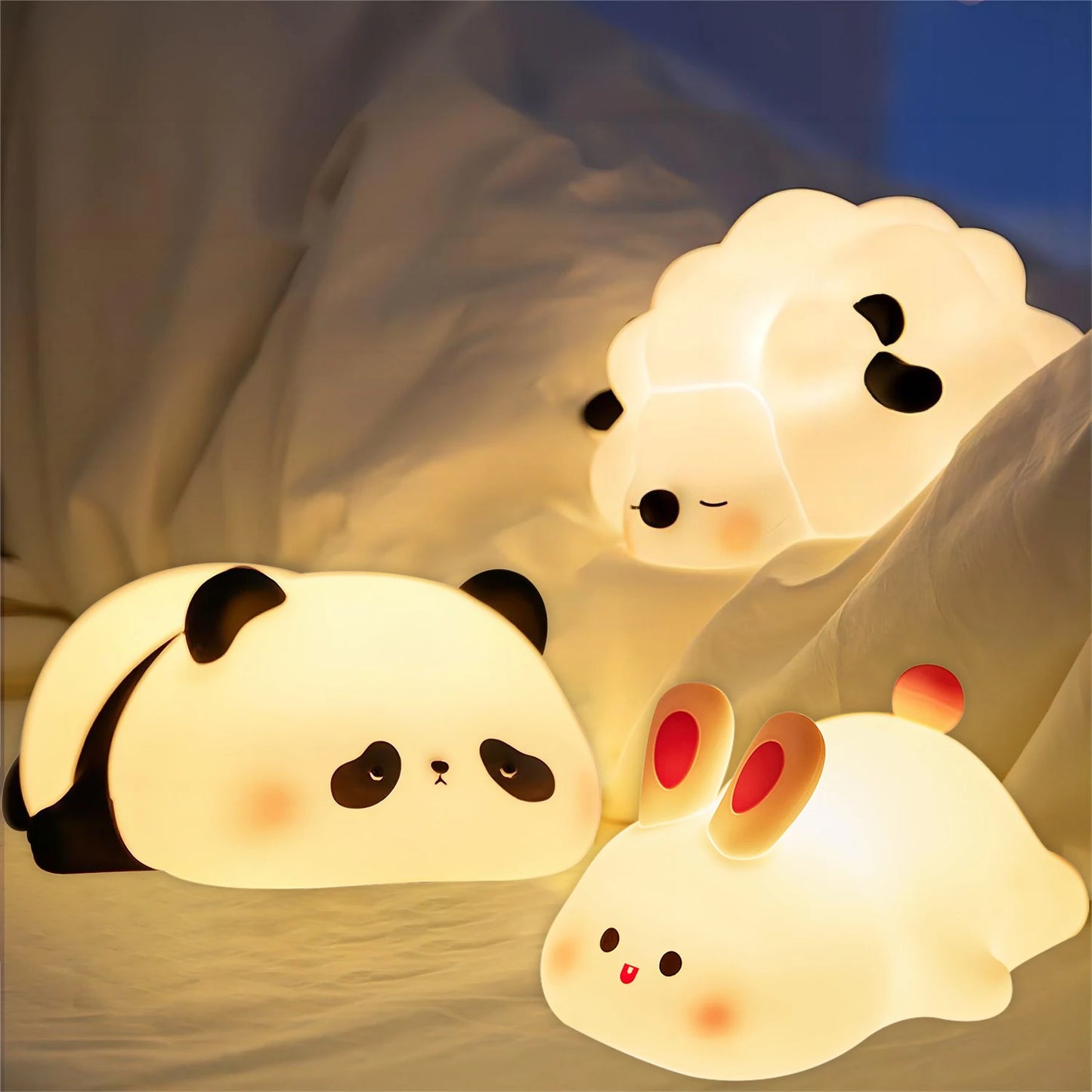 Lampe de Nuit LED Animaux Mignons : Veilleuse Silicone Rechargeable pour Enfants et Bébés