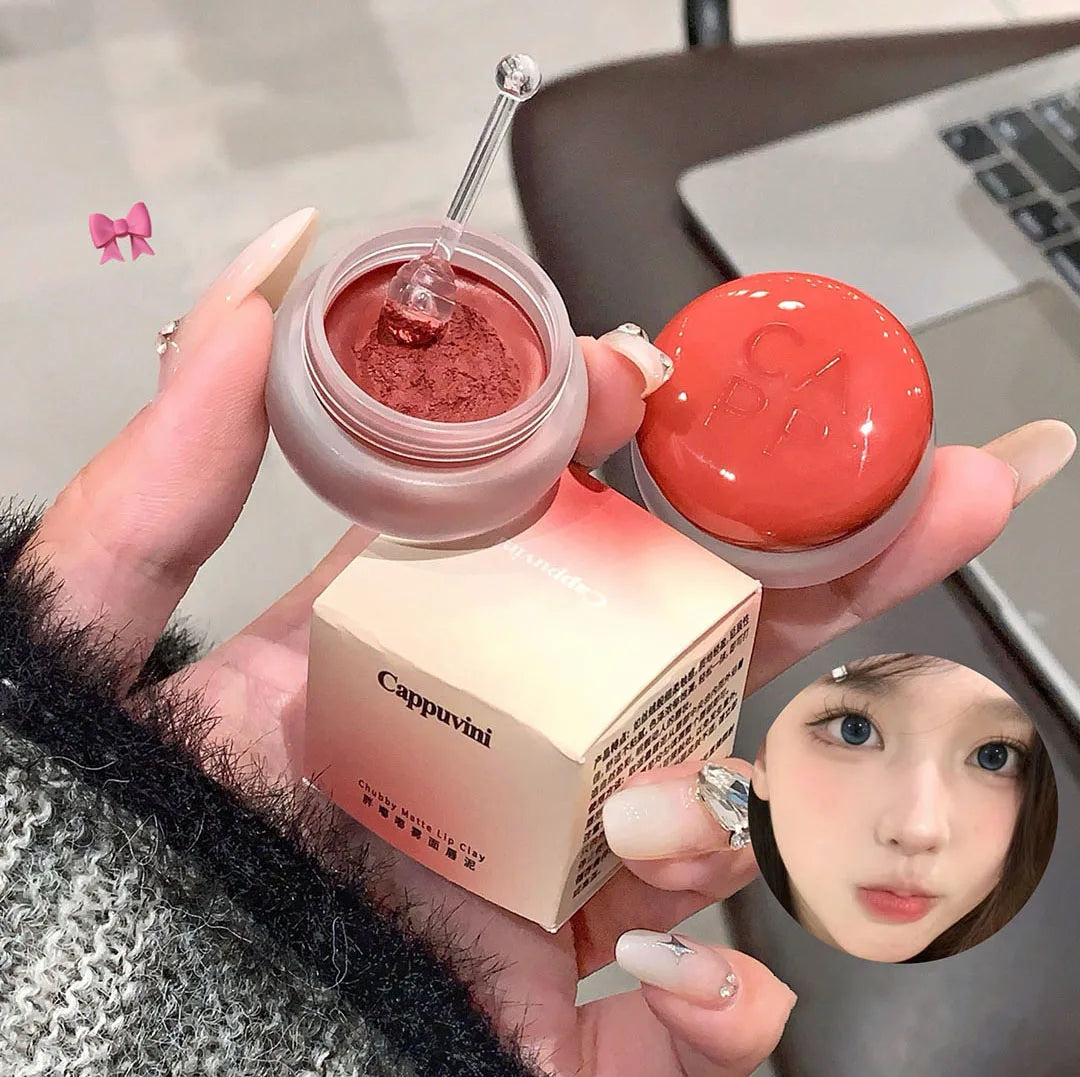 Canned Lip Mud Mist Lipstick Moisturizing Velvet Matte Mousse Solid Lip Gloss Cheek Blush Cream Tint Lips Makeup Korean Cosmetic