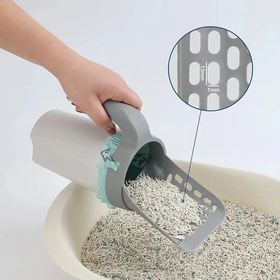 Pelle à Litière pour Chat avec Sacs à Déchets : Outil de Nettoyage Pratique et Portable pour Bac à Litière